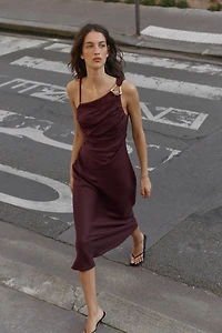 ASYMMETRIC 100% LINEN MIDI DRESS