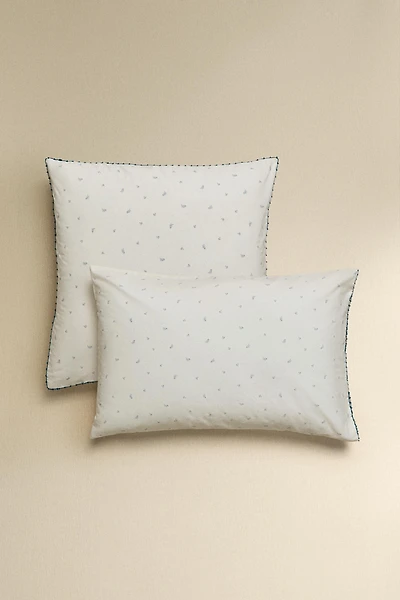 KIDS' COTTON LEAF AND DOT PILLOWCASE