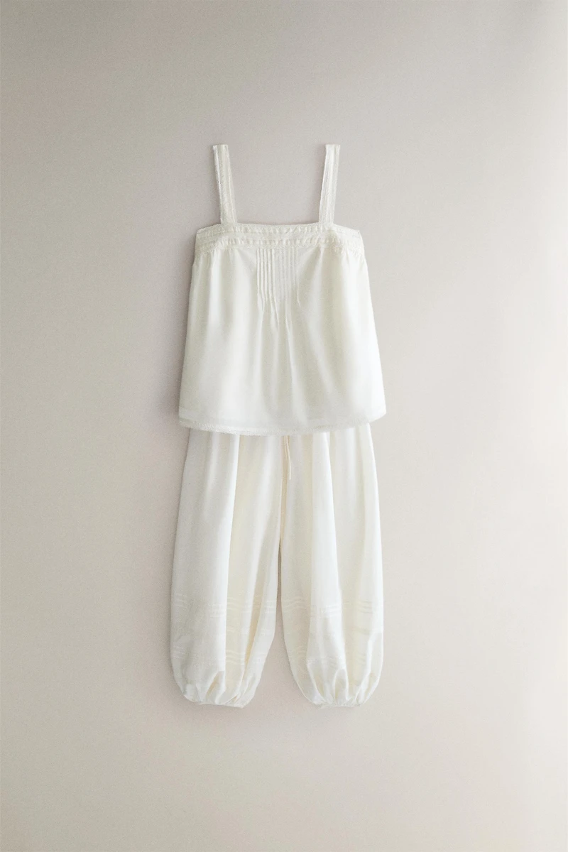 LACE AND PINTUCK STRAPPY TOP