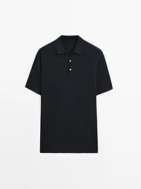 100% cotton cable-knit polo sweater
