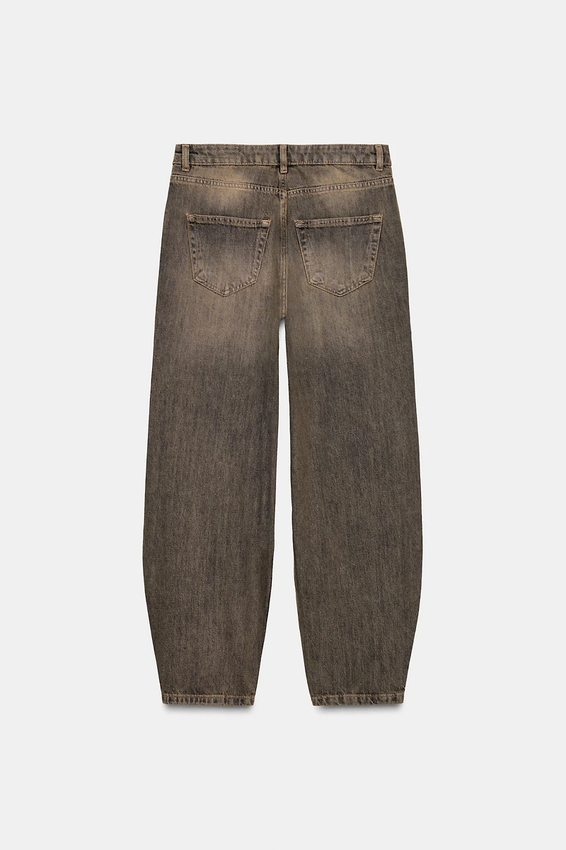 ZW COLLECTION MID-RISE BARREL LEG JEANS
