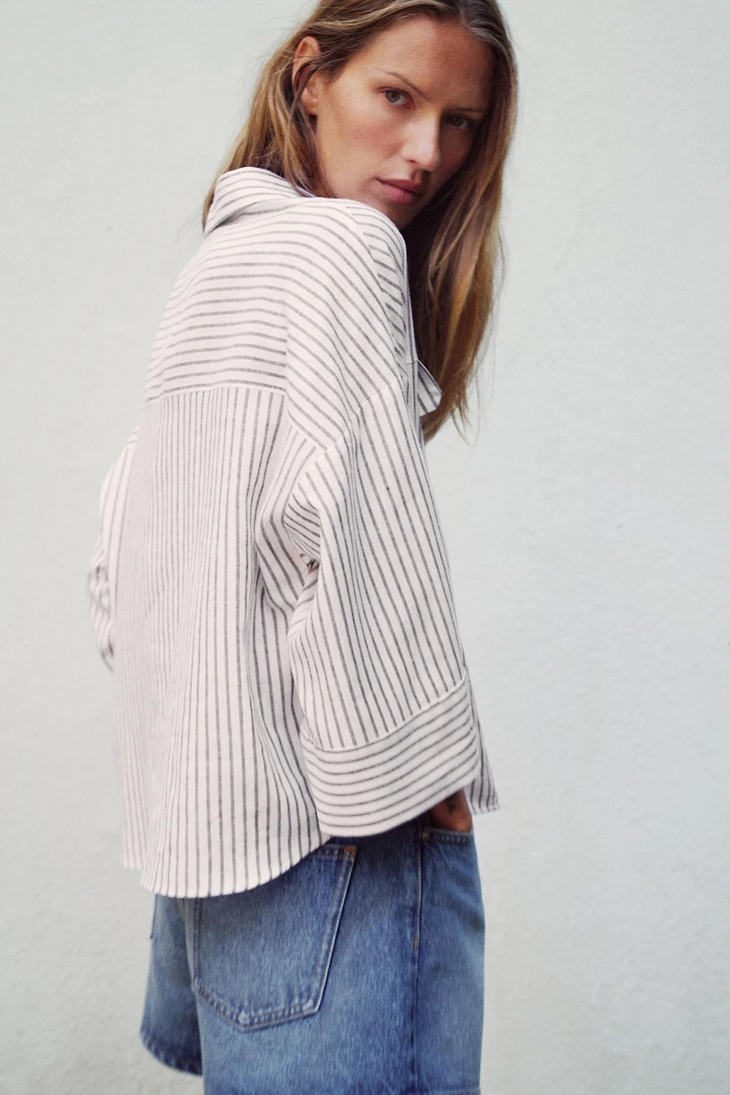 CHEMISE À RAYURES AVEC LIN