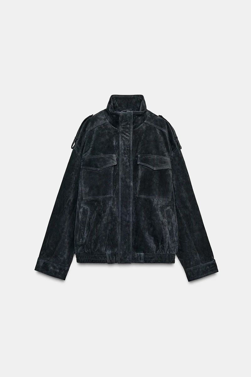 100% SUEDE LEATHER JACKET WITH POCKETS