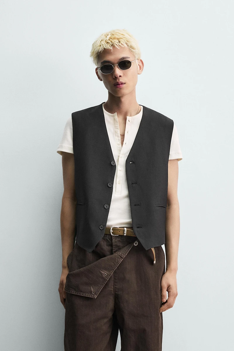 VISCOSE-LINEN SUIT VEST