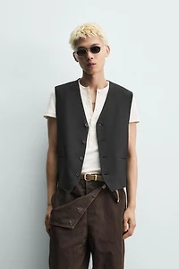 VISCOSE-LINEN SUIT VEST