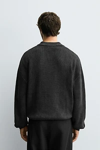 WASHED KNIT POLO SHIRT