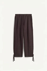 VISCOSE-LINEN STRIPED SUIT PANTS WITH SIDE PLEATS