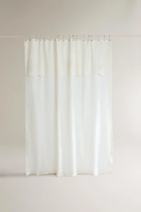 EMBROIDERED LINEN AND COTTON SHOWER CURTAIN