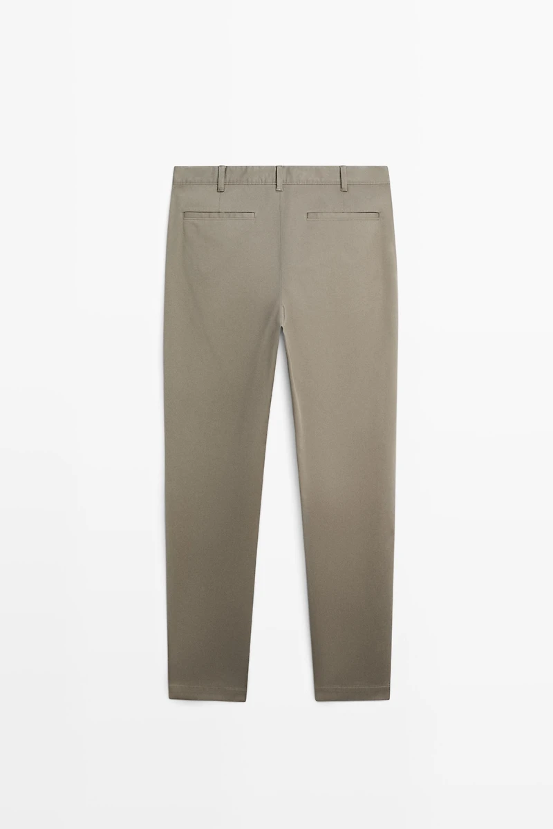 Cotton blend slim fit pants