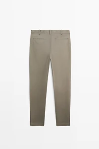Cotton blend slim fit pants