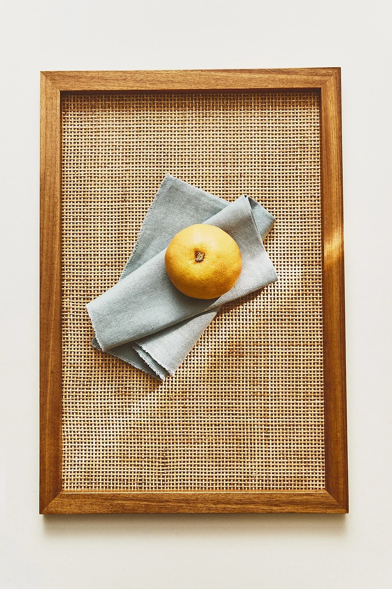 WOOD RATTAN TRAY