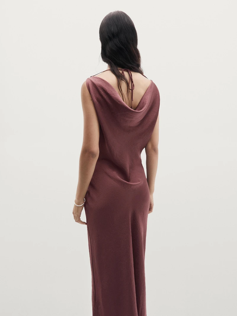 Long satin dress with back detail