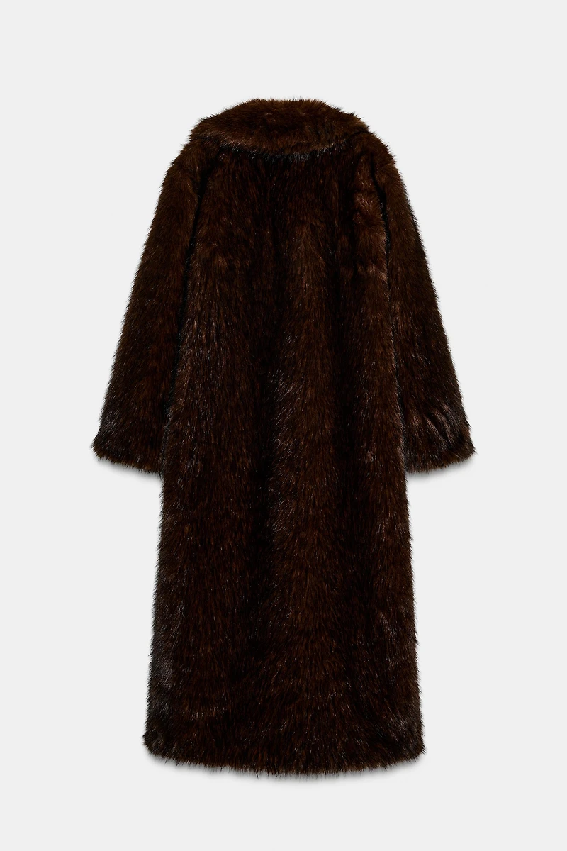 EXTRA LONG FAUX FUR COAT