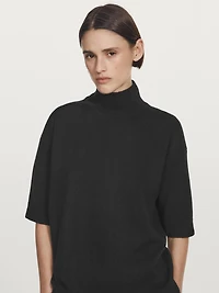 Pull en maille 100 % laine à manches courtes