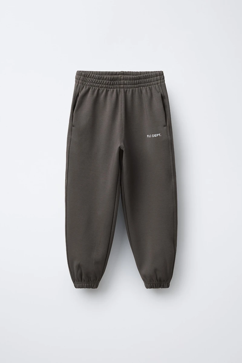 TEXT PRINT BALLOON PLUSH PANTS