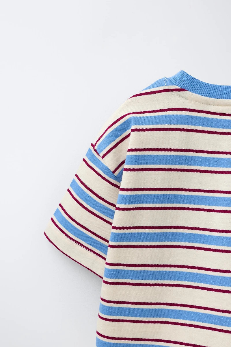 EMBROIDERED LOGO STRIPED T-SHIRT