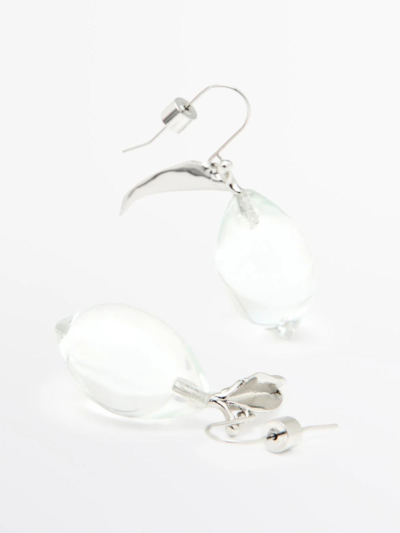 Mini boucles d'oreilles citron en verre