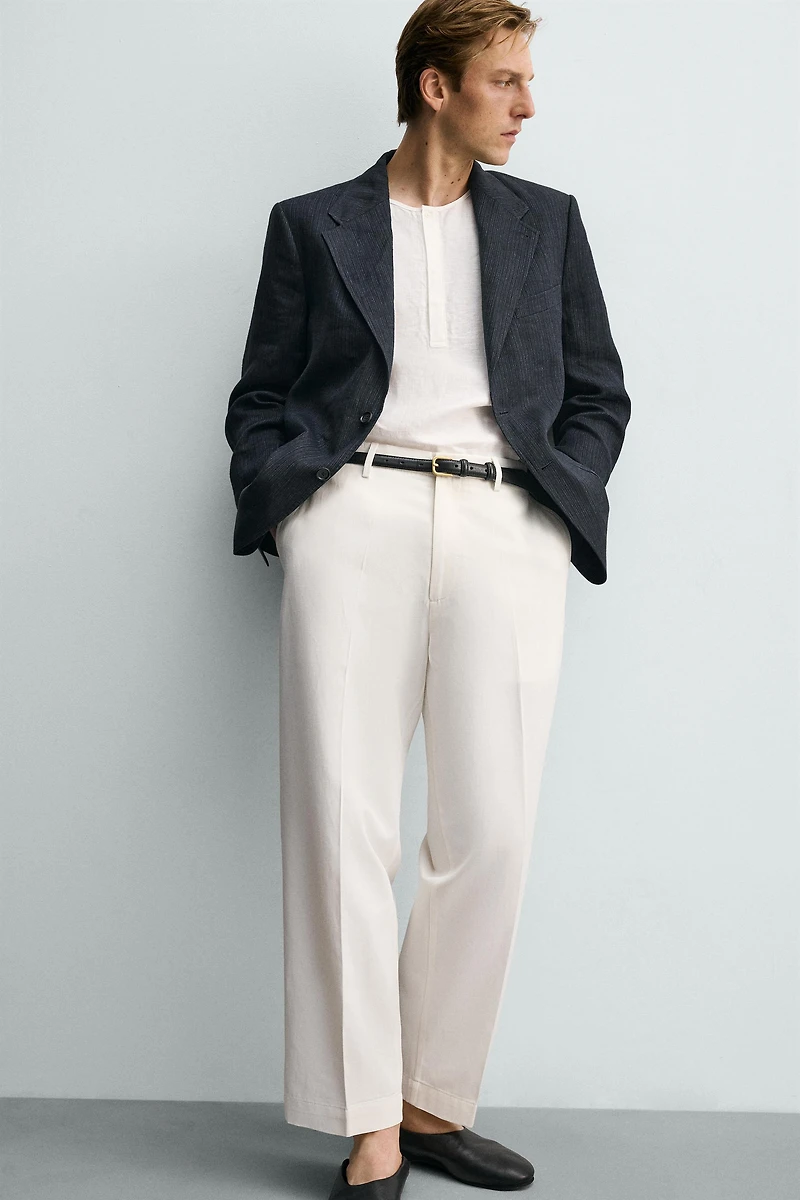 REGULAR FIT VISCOSE - COTTON PANTS