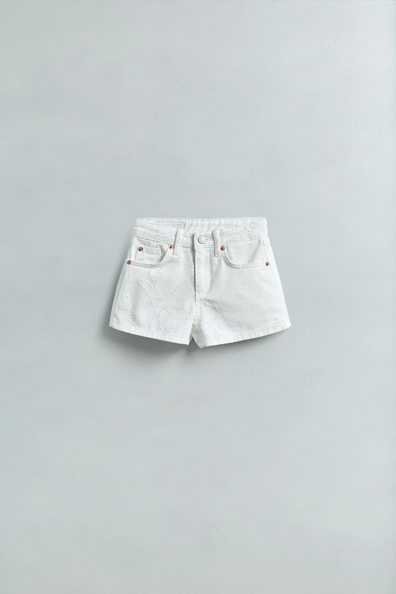 BERMUDA EN DENIM FLEURS