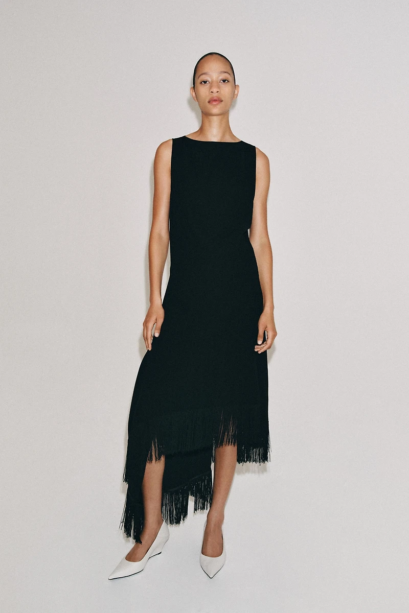 ASYMMETRIC FRINGED DRESS ZW COLLECTION