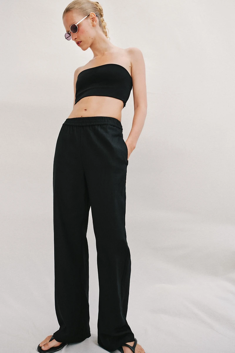 LINEN STRAIGHT LEG PANTS