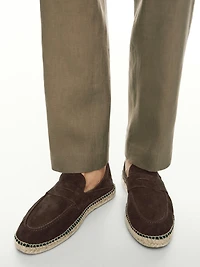 Split leather espadrilles with penny strap