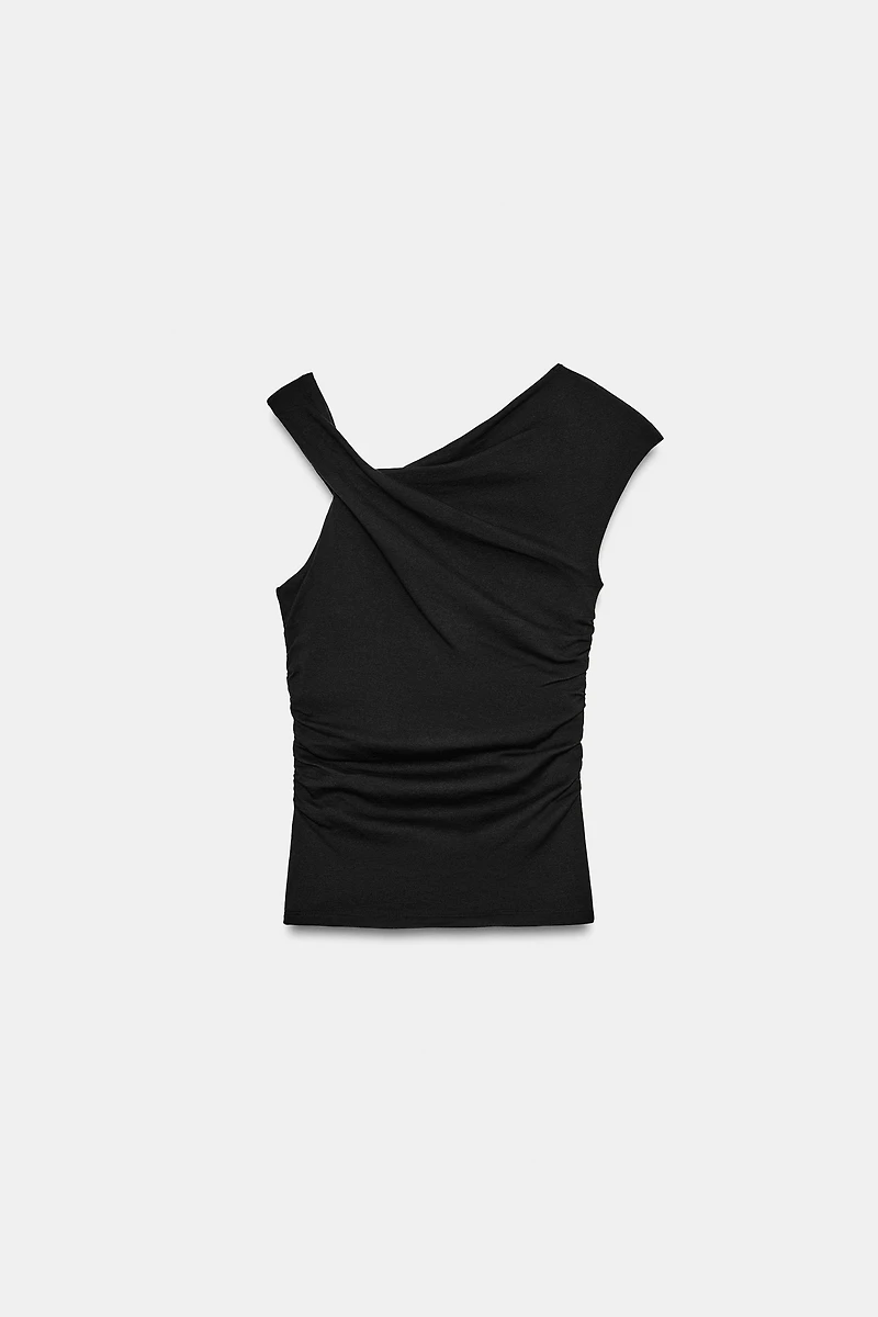 ASYMMETRIC DRAPED T-SHIRT