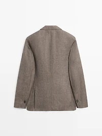 Veste de costume ajustée 100% lin chiné