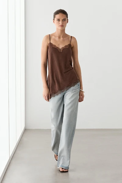 Top asymétrique lin mélangé