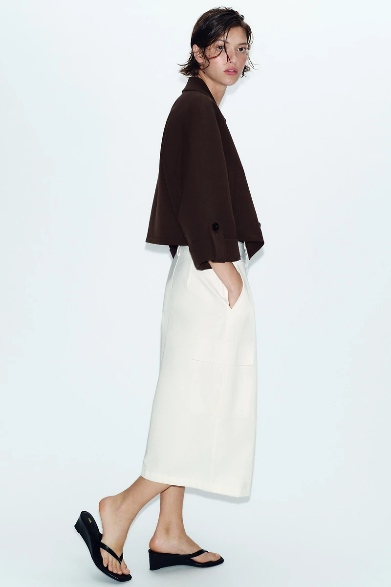 CROPPED TRENCH COAT WITH ROLLED SLEEVES