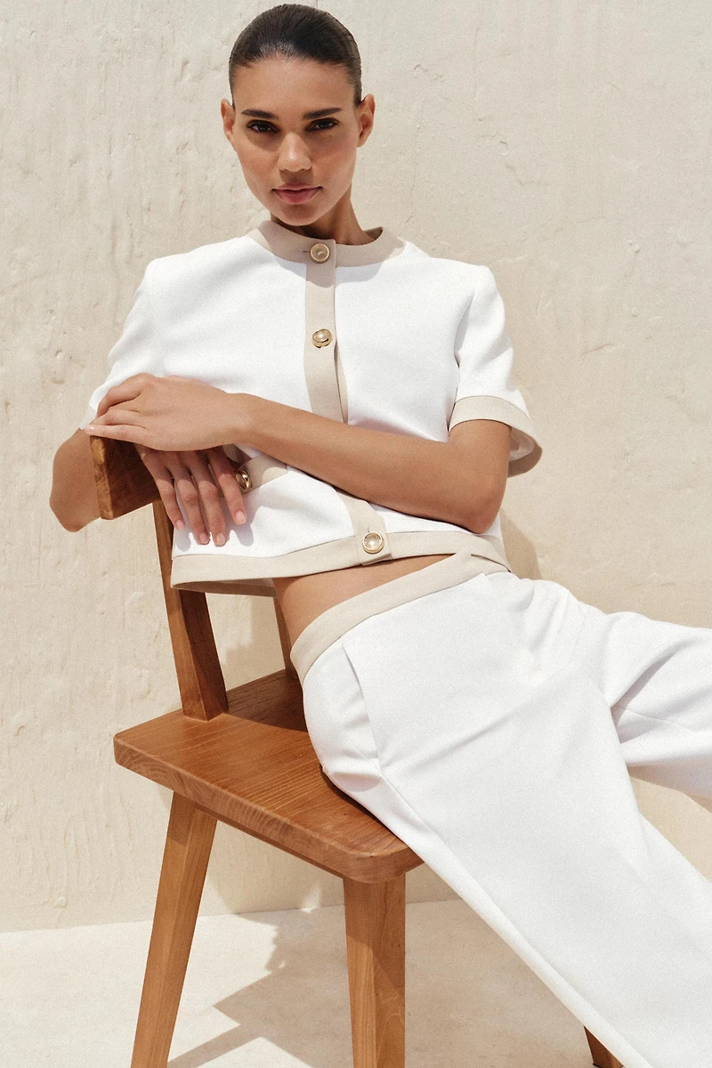 PANTALON DROIT TAILLE COMBINÉE
