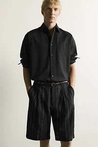 STRIPED PLEATED RELAXED FIT SHORTS