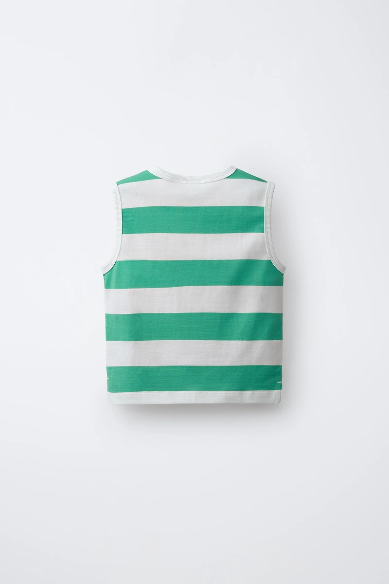 STRIPED SLEEVELESS T-SHIRT