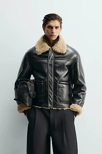 DOUBLE FACED FAUX LEATHER JACKET