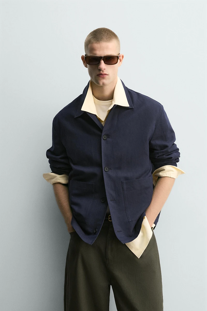 RELAXED FIT COTTON - LINEN OVERSHIRT