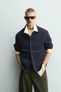 RELAXED FIT COTTON - LINEN OVERSHIRT
