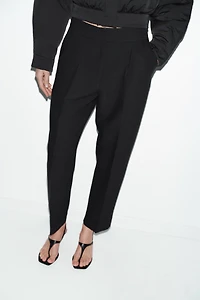 PLEATED PANTS WITH CUFFED HEM