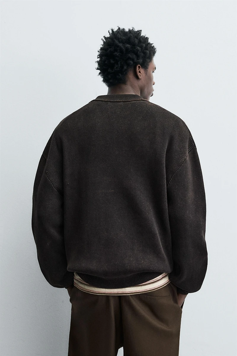 POLO EN MAILLE DÉLAVÉ