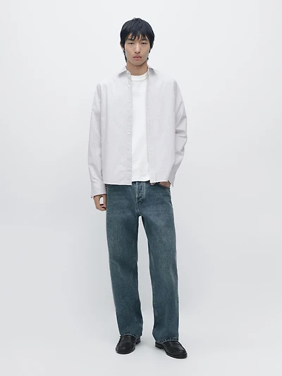 Chemise regular fit à rayures en coton mélangé