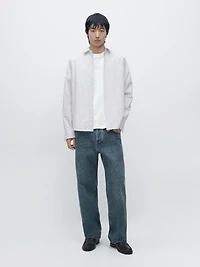 Chemise regular fit à rayures en coton mélangé