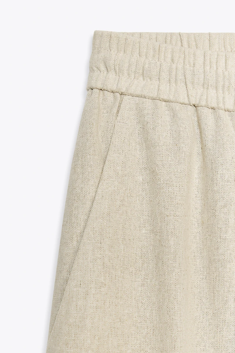 LINEN BLEND STRAIGHT PANTS