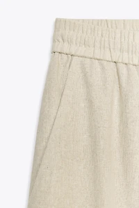 LINEN BLEND STRAIGHT PANTS
