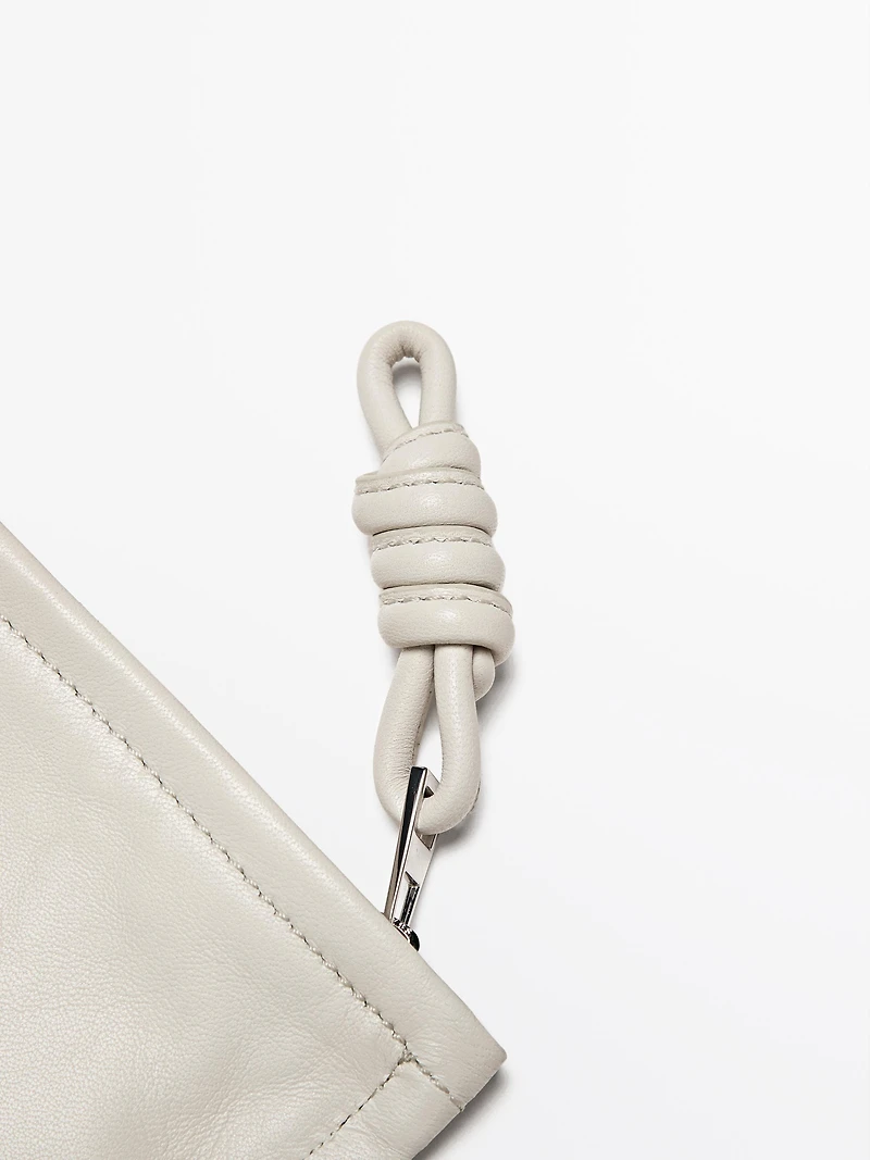 Small nappa leather pouch bag with knot