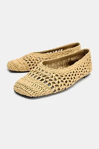CUT-OUT BRAIDED BALLET FLATS