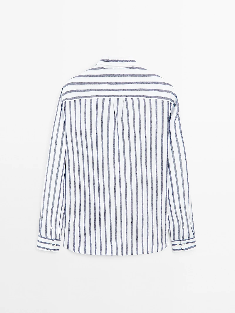 Regular fit striped linen shirt