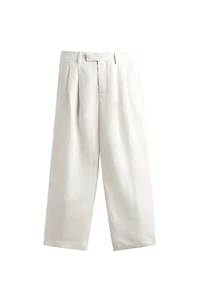 RELAXED FIT VISCOSE LINEN SUIT PANTS