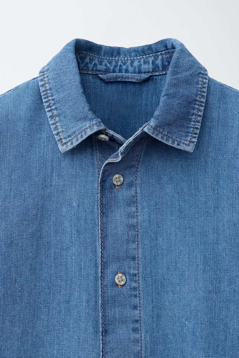 COTTON LINEN BLEND DENIM SHIRT
