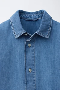 COTTON LINEN BLEND DENIM SHIRT
