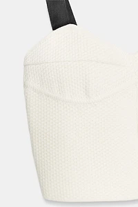 CONTRAST STRAP KNIT CROP TOP