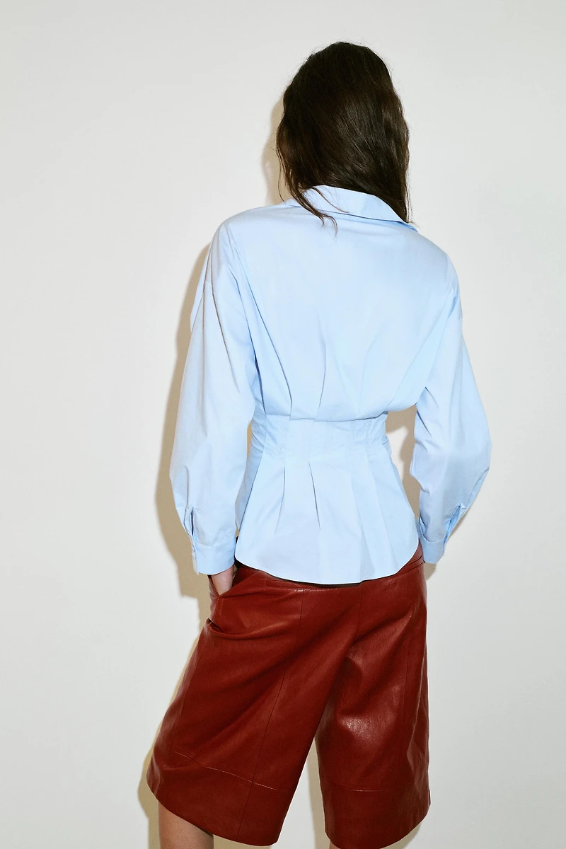 PLEATED POPLIN SHIRT